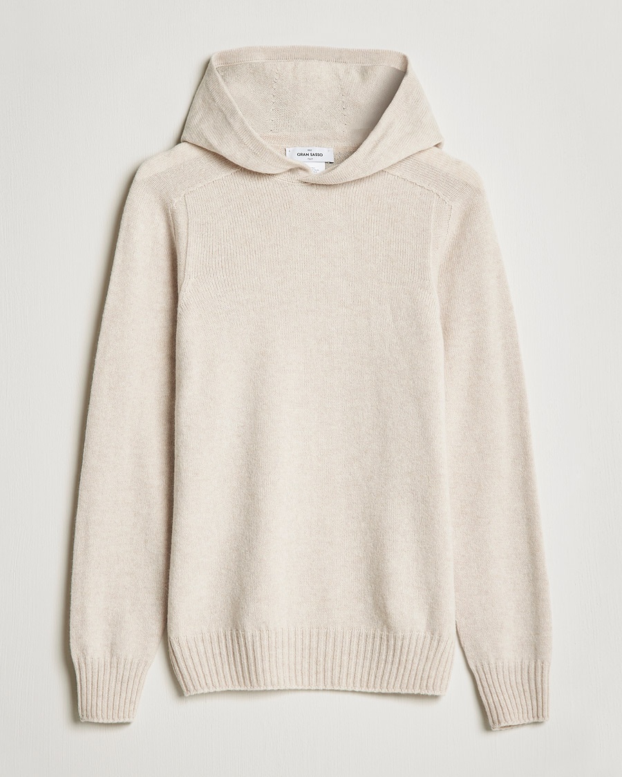Gran Sasso Wool Hoodie Cream – Vit
