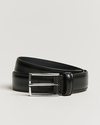 Anderson's Slim Stitched Nubuck Leather Belt 2,5 cm Black