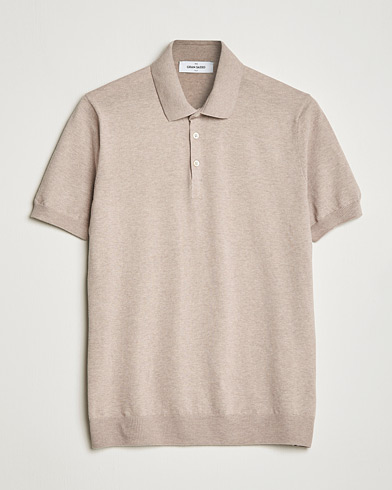  Cotton Knitted Polo Beige Melange