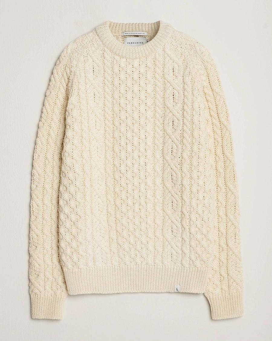 Peregrine Hudson Wool Aran Knitted Jumper Ecru – Vit