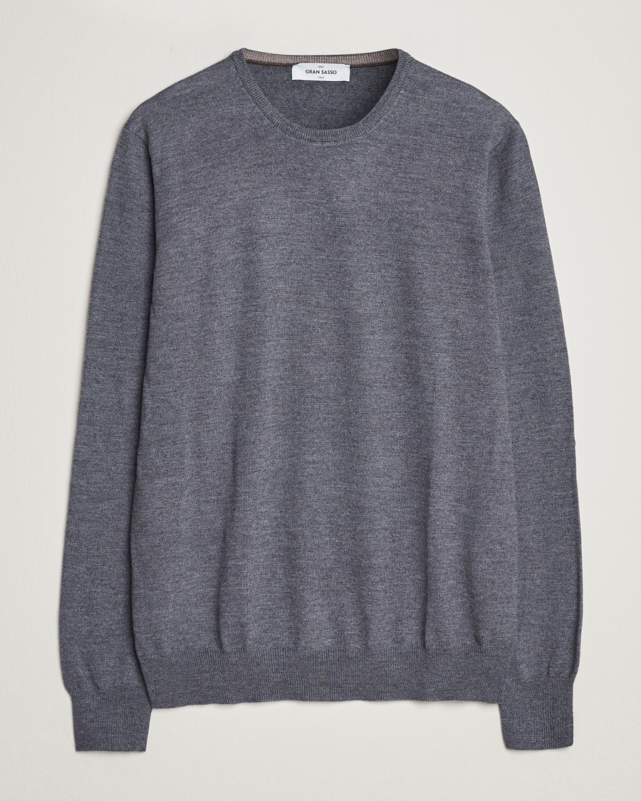 Gran Sasso Merino Fashion Fit Crew Neck Pullover Grey Melange – Grå