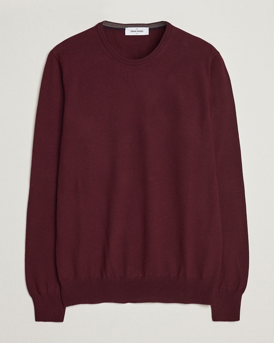 Gran Sasso Merino Fashion Fit Crew Neck Pullover Burgundy – Röd