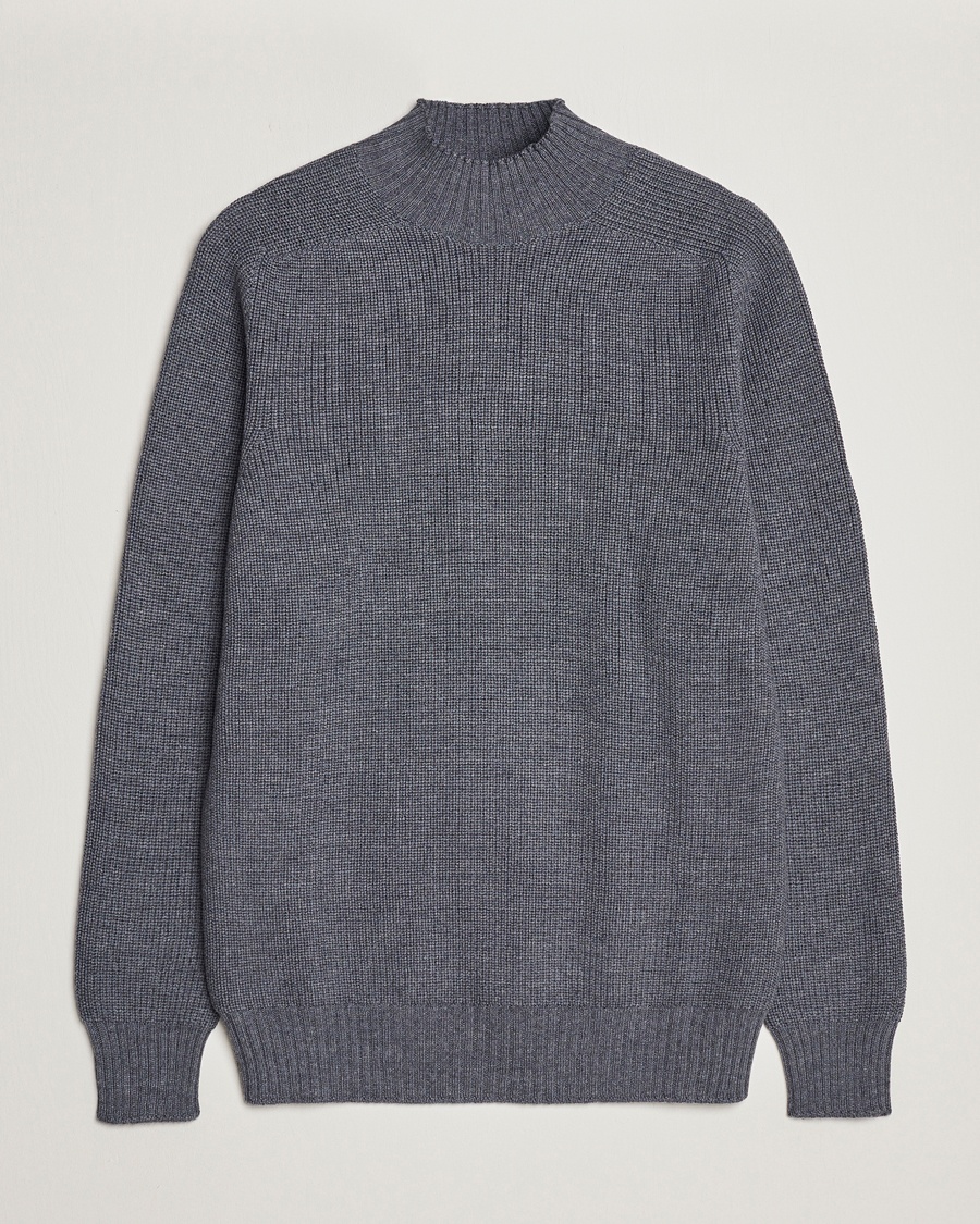 Gran Sasso Rainwool Mock Neck Grey Melange – Grå