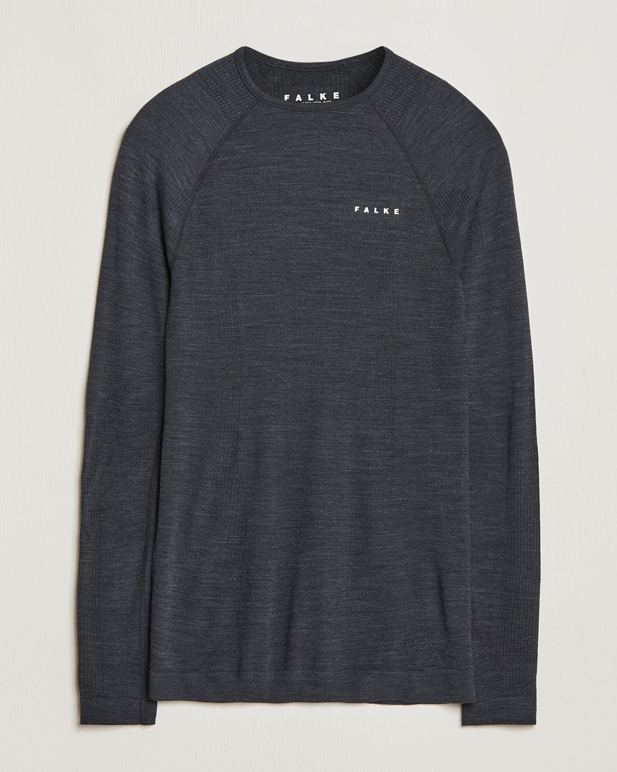 Herr | T-Shirts | Falke Sport | Falke Long Sleeve Wool Tech Shirt Black
