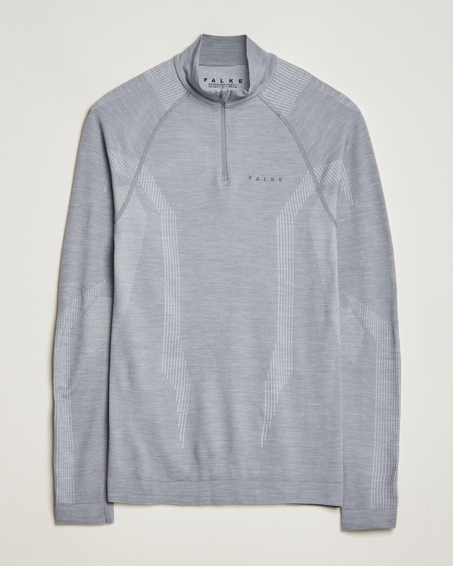 Herr | Tröjor | Falke Sport | Falke Long Sleeve Wool Tech half Zip Shirt Grey Heather