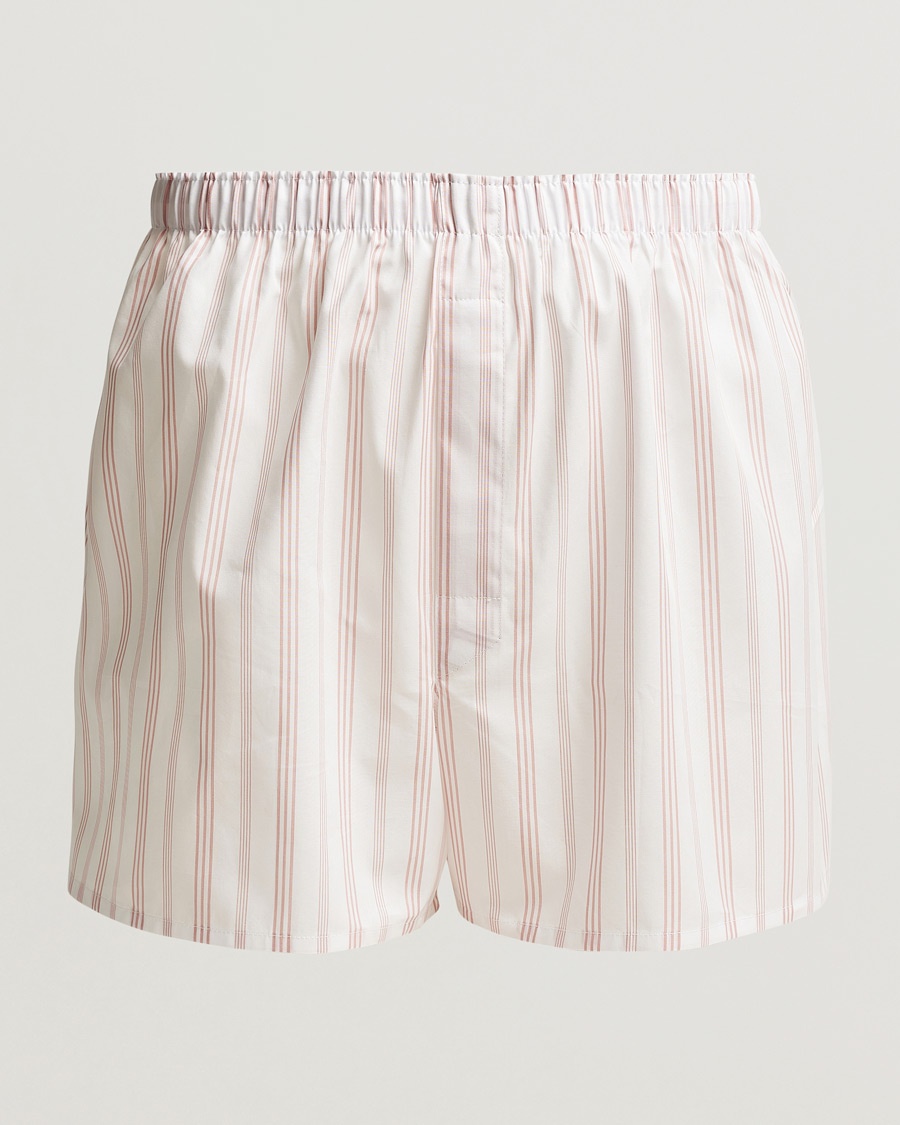 Herr | Underkläder | Sunspel | Classic Woven Cotton Boxer Shorts Pale Pink Stripe