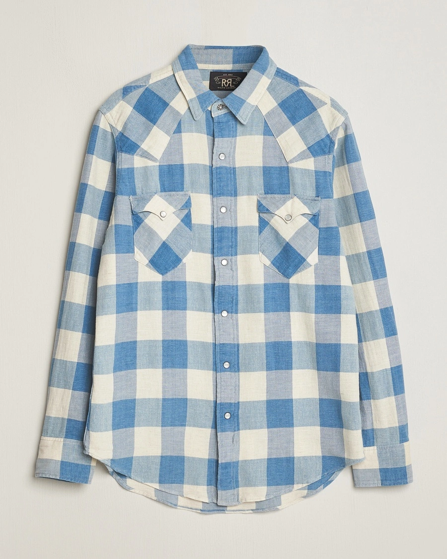 RRL Buffalo Western Shirt Indigo/Cream Check – Flerfärgad