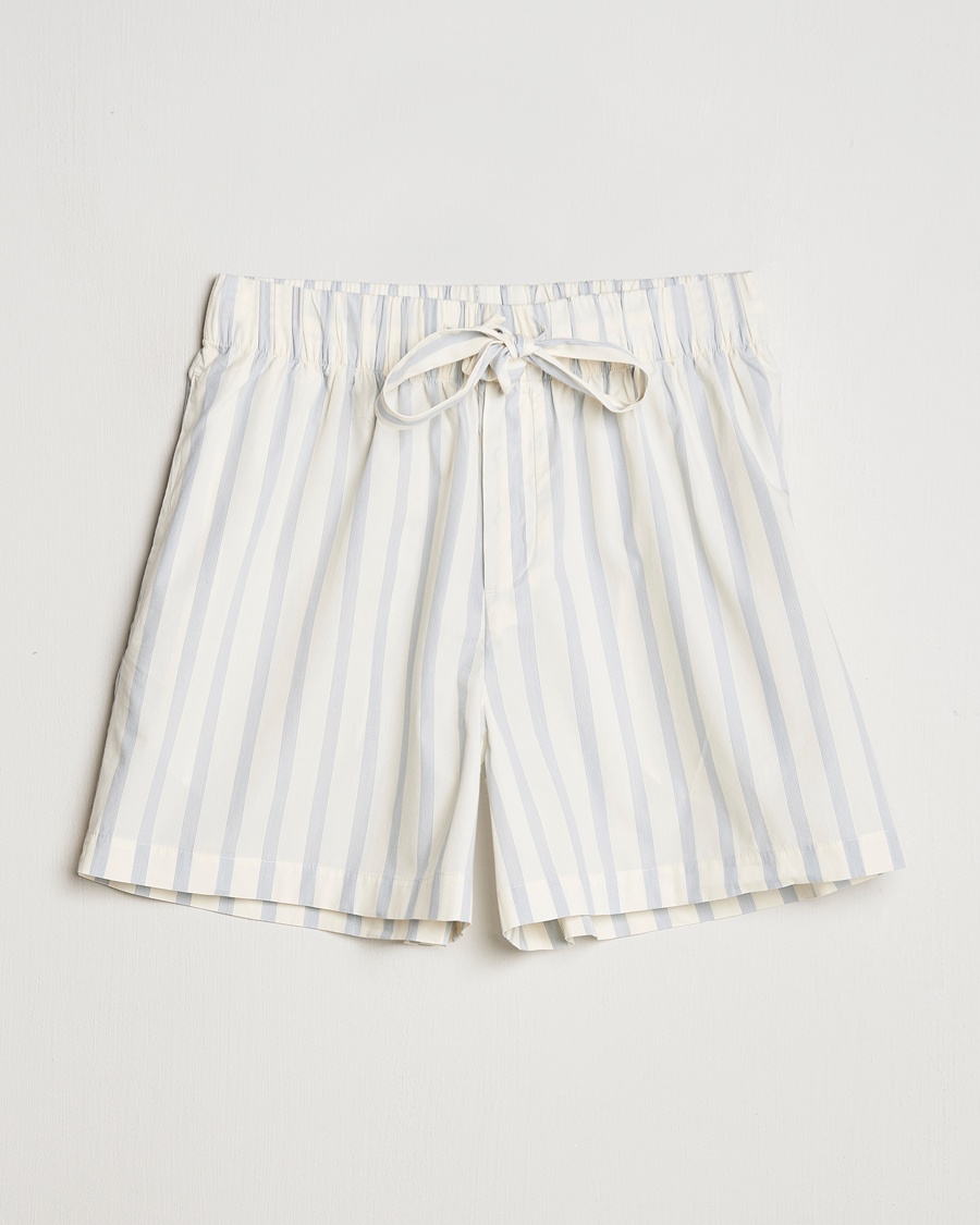 Tekla Poplin Pyjama Shorts Needle Stripes – Blå