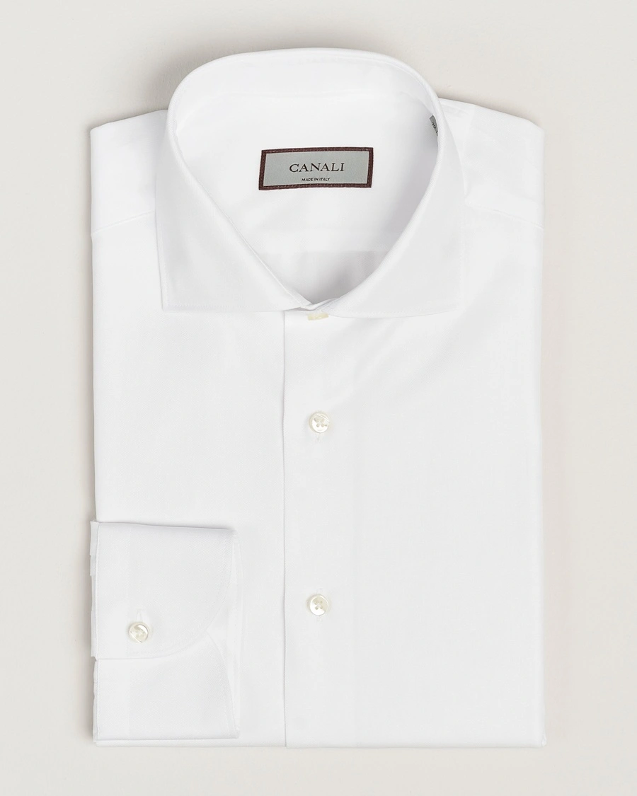 Canali Slim Fit Cotton Shirt White – Vit