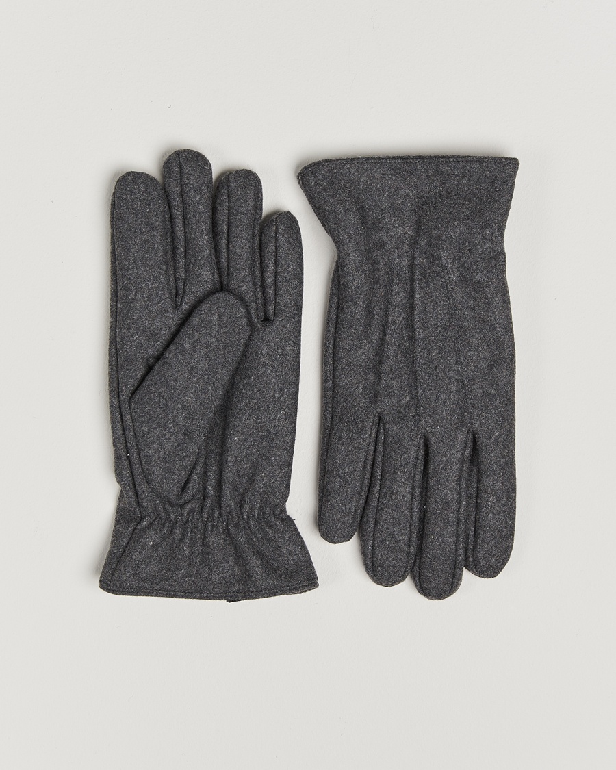 Herr | Handskar | Amanda Christensen | Lined Wool Gloves Grey Melange