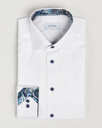  Slim Fit Signature Twill Contrast Shirt White