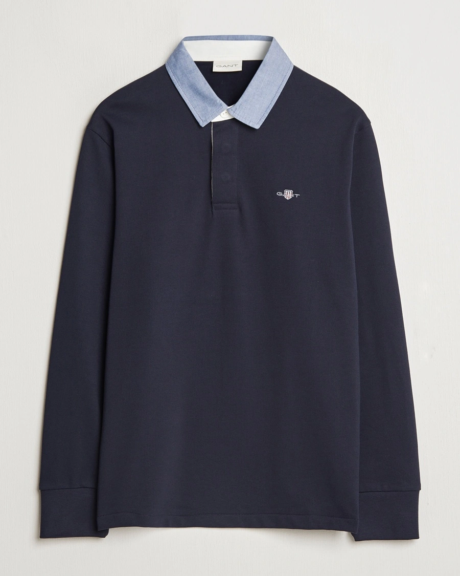 Gant Chambray Solid Heavy Rugger Evening Blue – Blå