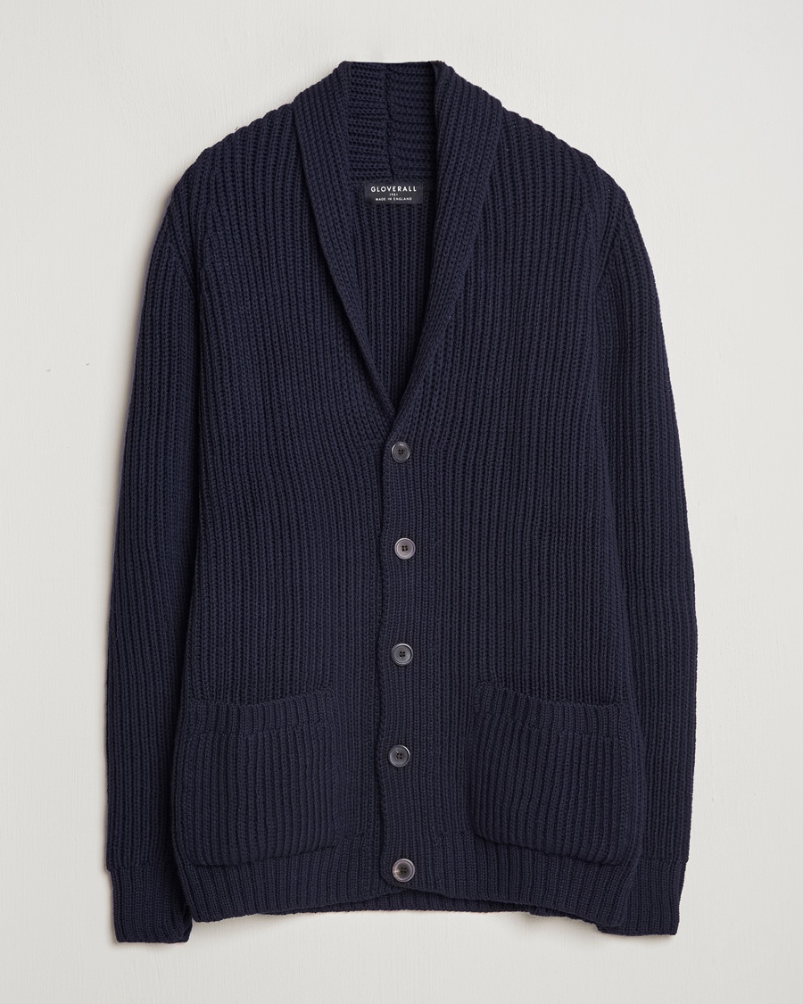 Gloverall Shawl Collar Cardigan Navy – Blå