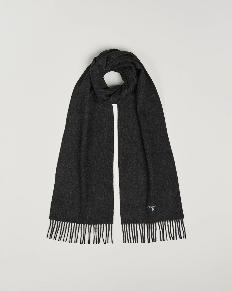 Barbour Lifestyle Plain Lambswool Scarf Charcoal – Grå