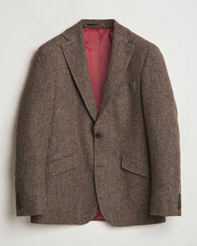  Edward Lambswool Herringbone Blazer Brown