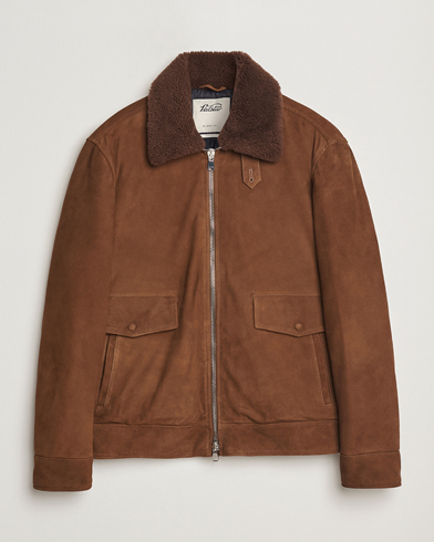  Goose Down Shearling Flight Jacket Brown Suede