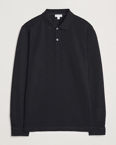  Long Sleeve Pique Poloshirt Black