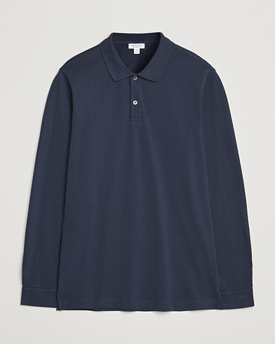  Long Sleeve Pique Poloshirt Navy