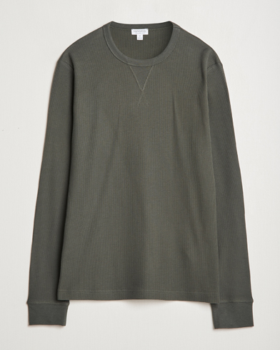  Long Sleeve Waffle T-Shirt Drill Green