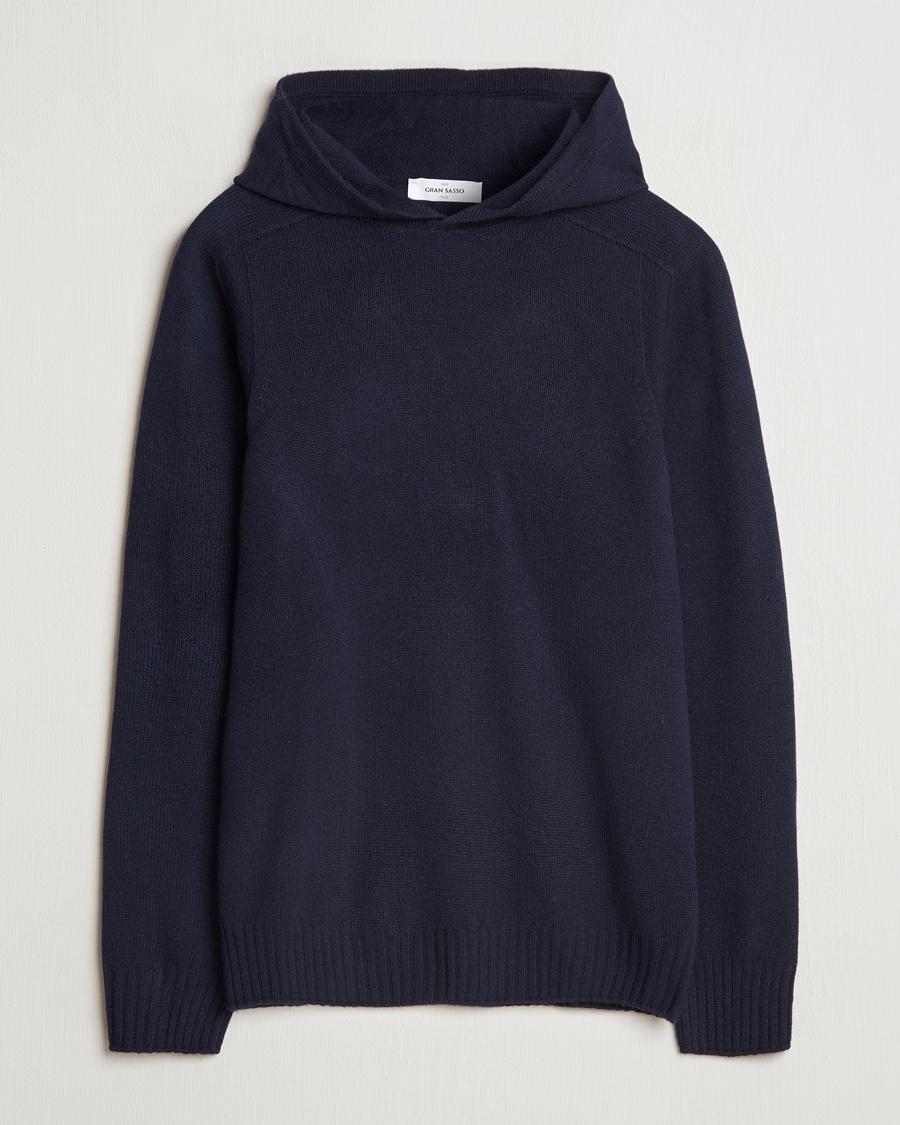 Gran Sasso Wool Hoodie Navy – Blå