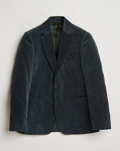  Slim Corduroy Suit Jacket Tartan Green