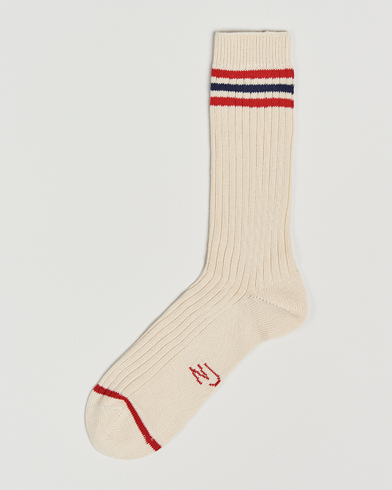 Nudie Jeans Retro Tennis Socks Off White/Red