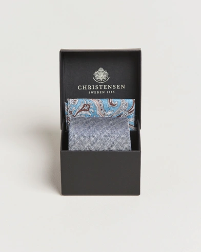  Box Set Printed Silk 8cm Tie With Pocket Square Navy