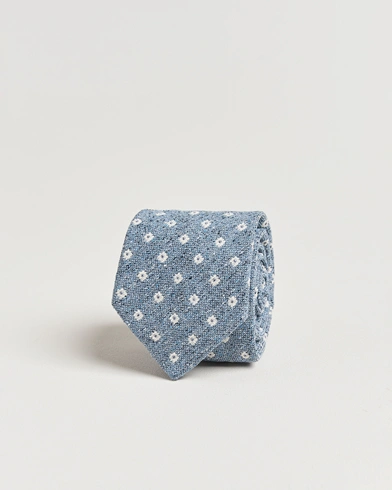  Silk/Cotton Bourette 8cm Tie Sky Blue