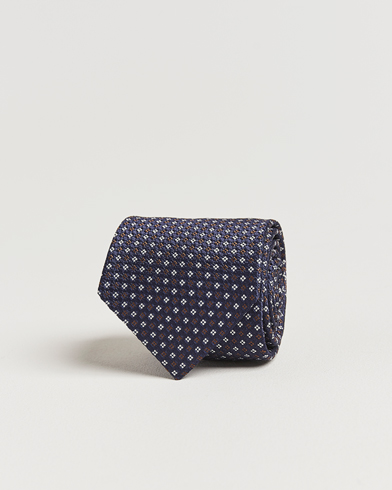  Silk Printed Flower 8cm Tie Navy