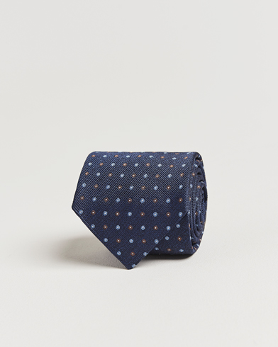  Silk Reps Printed Flower 8cm Tie Navy