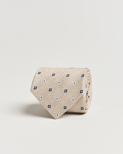  Silk/Linen Printed Flower 8cm Tie Sand