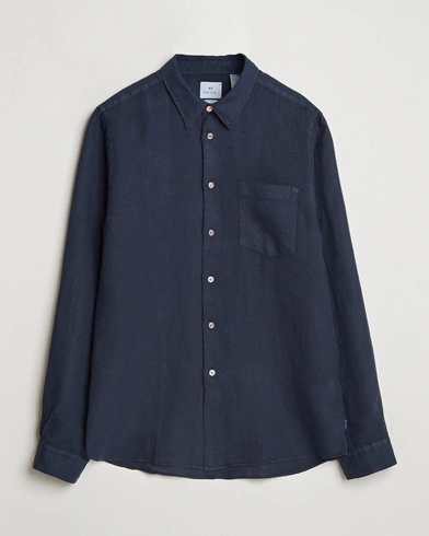  Tailored Fit Linen Shirt Navy