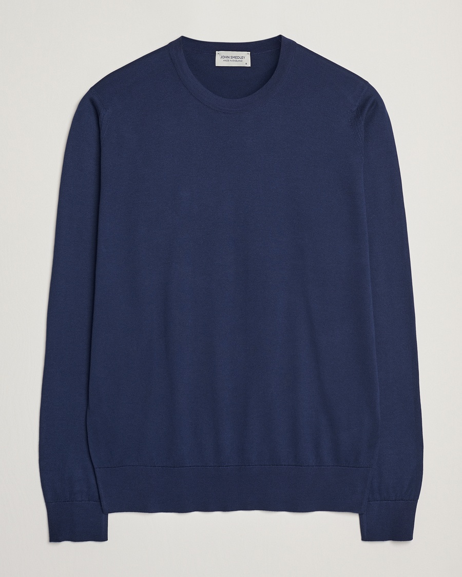 Herr | Best of British | John Smedley | Rowland Sea Island Crew Neck Pullover French Navy