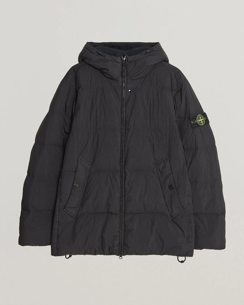 Stone Island Crinkle Reps Padded Hood Down Jacket Black – Svart