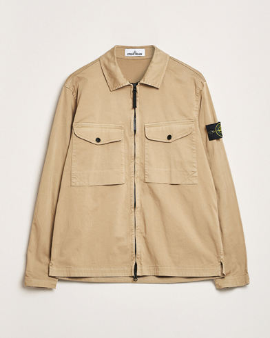  Cotton Stretch Zip Overshirt Biscuit