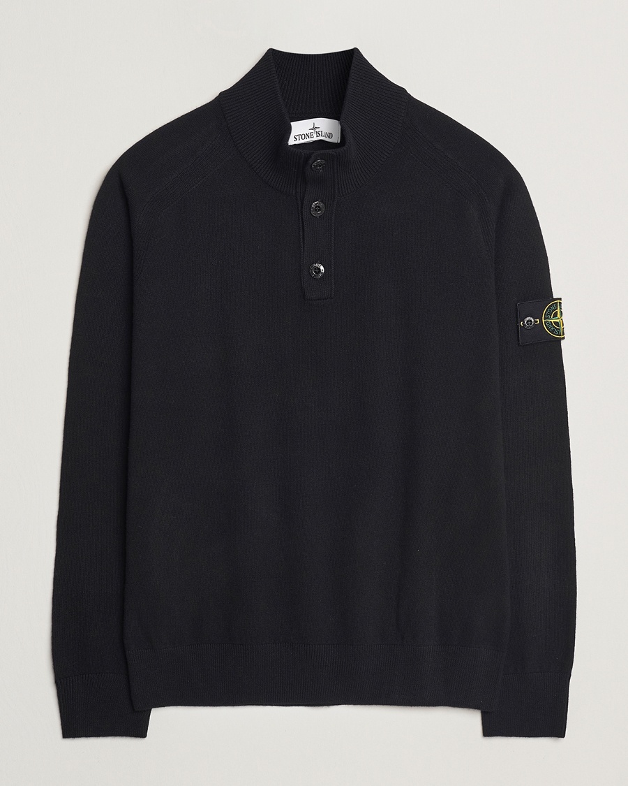Herr | Stone Island | Stone Island | Knitted Geelong Wool Half Button Zip Black