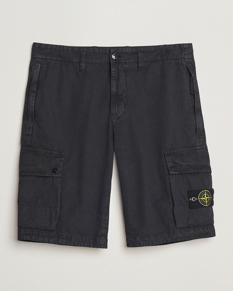 Herr | Stone Island | Stone Island | Brushed Cotton Canvas Cargo Shorts Black