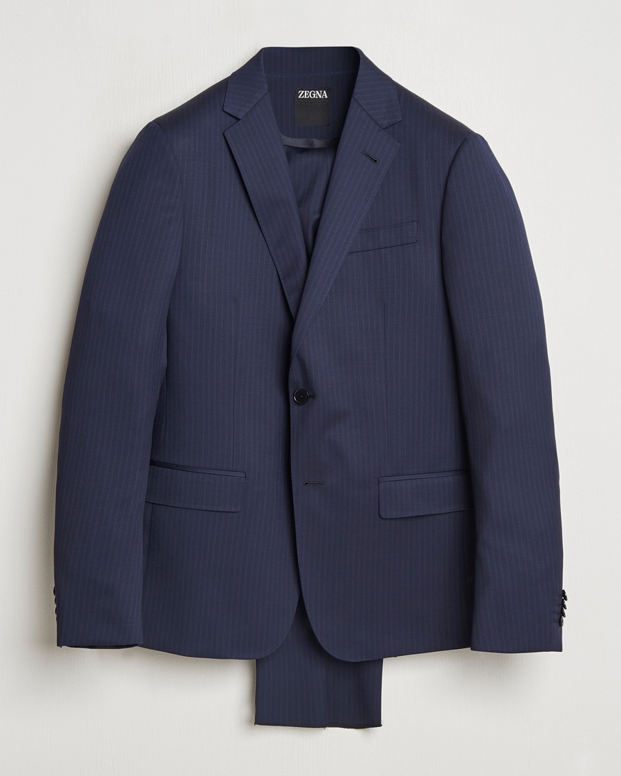 Herr | Kostymer | Zegna | Tailored Wool Suit Navy Stripe