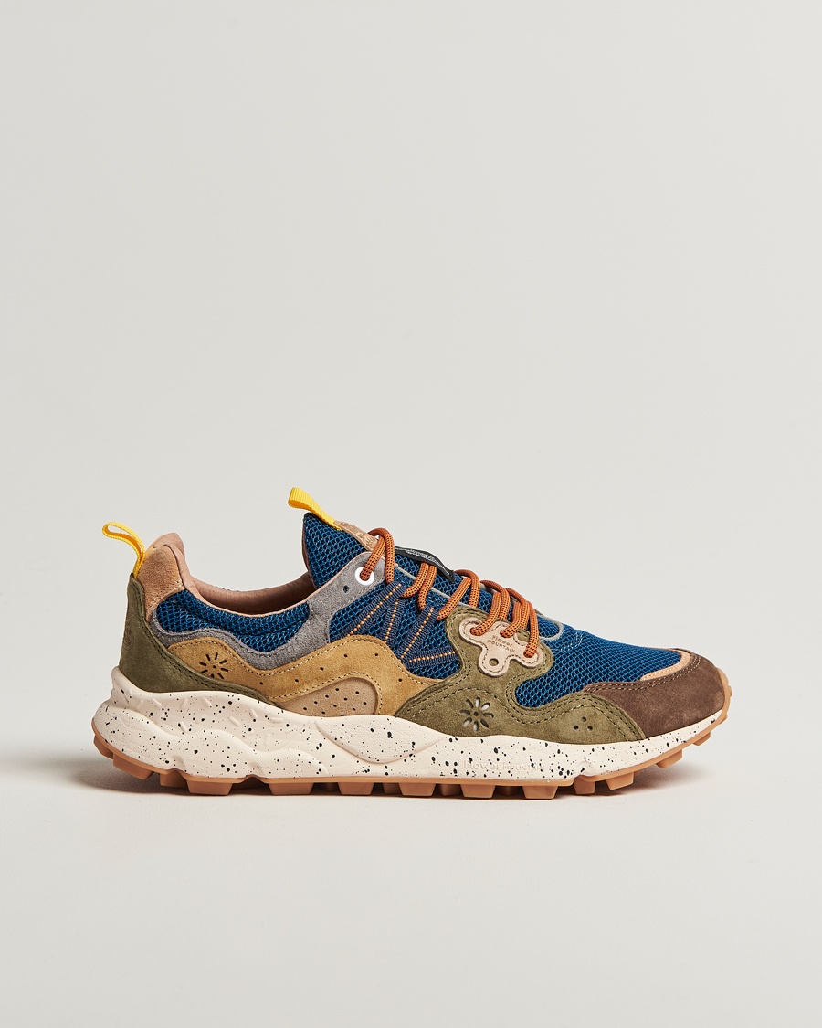 Herr | Nya varumärken | Flower Mountain | Yamano 3 Suede/Nylon Mesh Sneaker Green/Brown/Blue