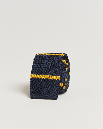  Knitted Striped Tie Navy/Gold