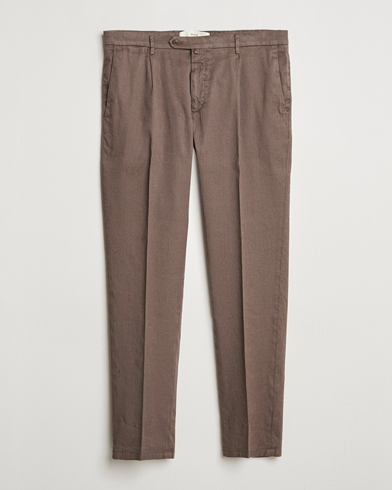  Pleated Linen Trousers Brown