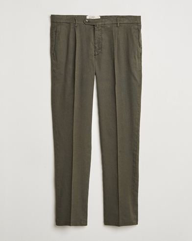  Pleated Linen Trousers Olive