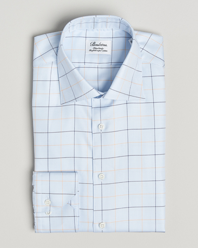  Fitted Body Checked Houndstooth Shirt Blue