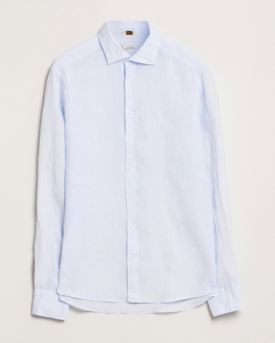  Slimline Cut Away Linen Shirt Light Blue