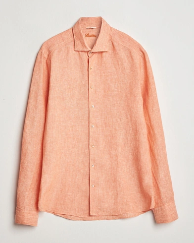  Slimline Cut Away Linen Shirt Orange