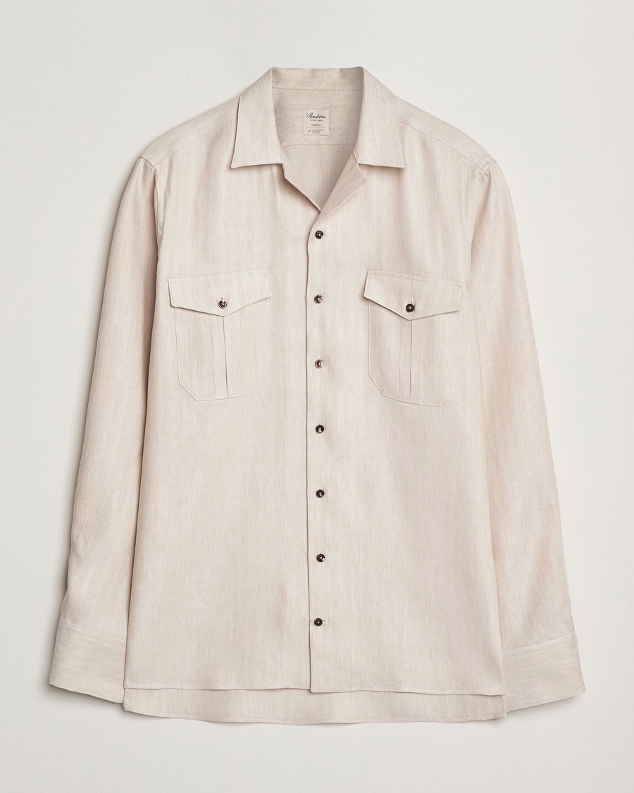 Herr | Overshirts | Stenströms | Cotton/Lyocel Herringbone Overshirt Beige