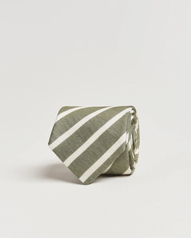  Silk/Linen Striped Tie Green