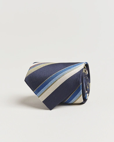  Striped Silk Tie Navy