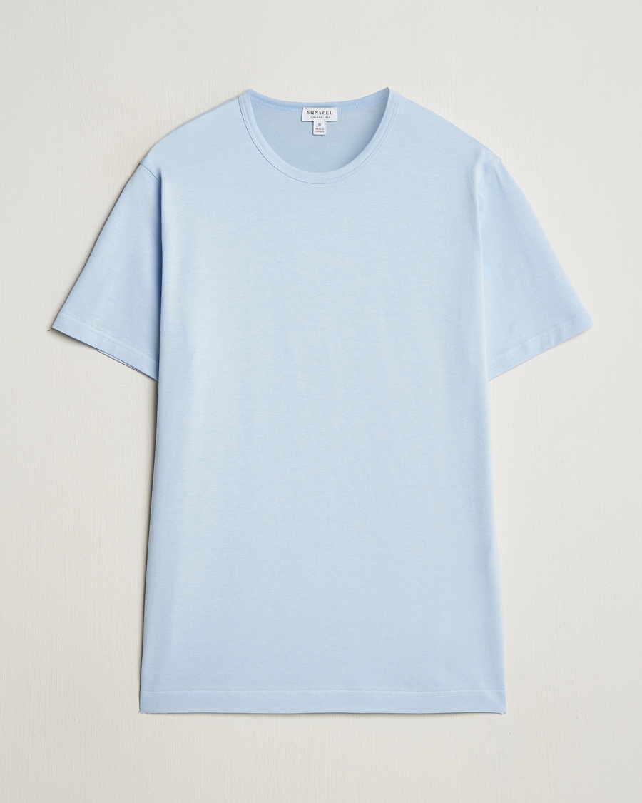 Herr | T-Shirts | Sunspel | Crew Neck Q82 Cotton T-Shirt Blue Mist