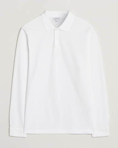  Supima Cotton Long Sleeve Pique Polo White